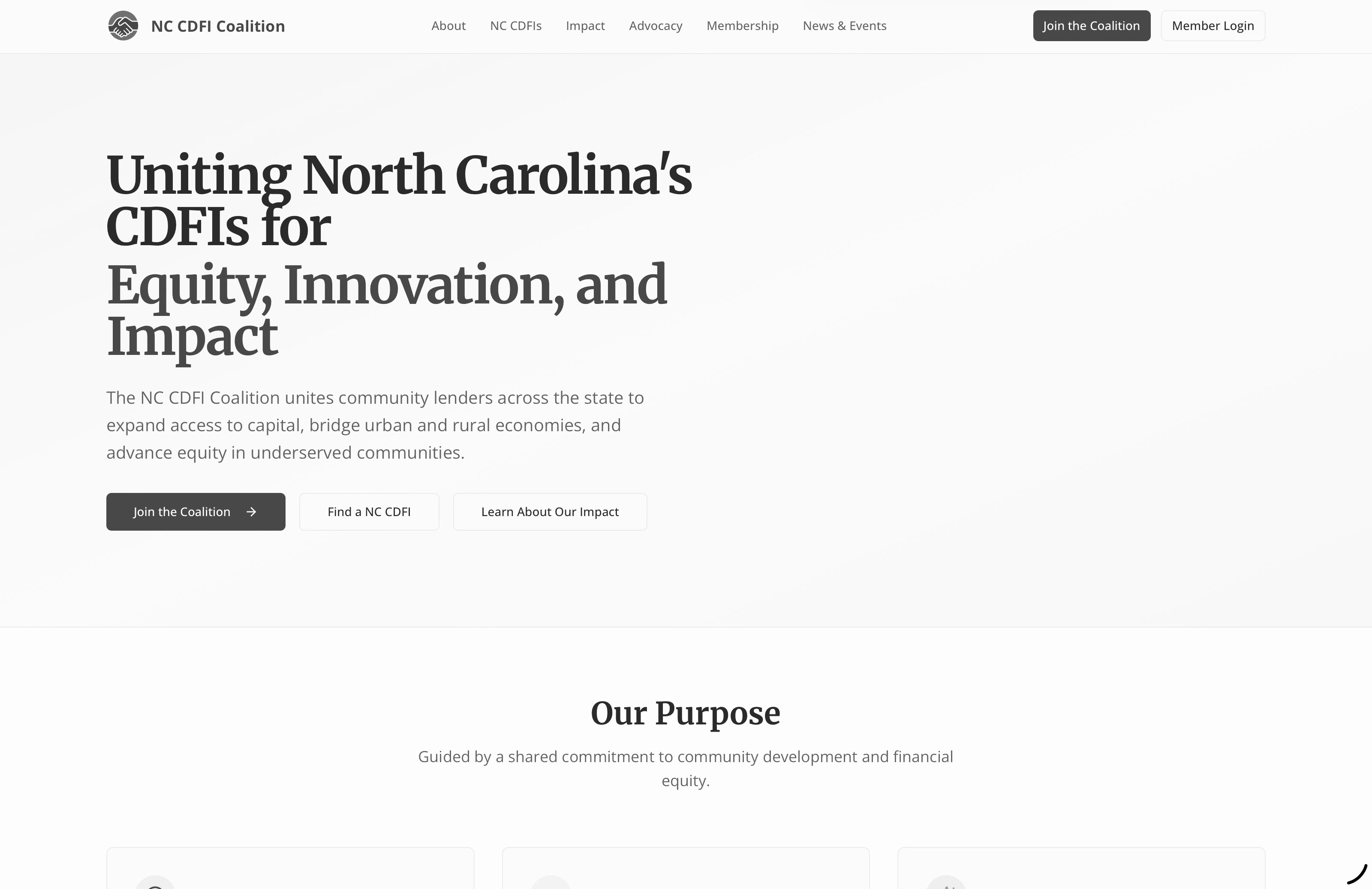 Screenshot of North Carolina's CDFI project